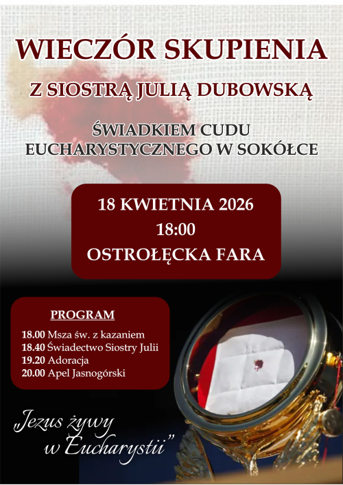 XVI Wieczór Skupienia – 18 kwietnia 2026r